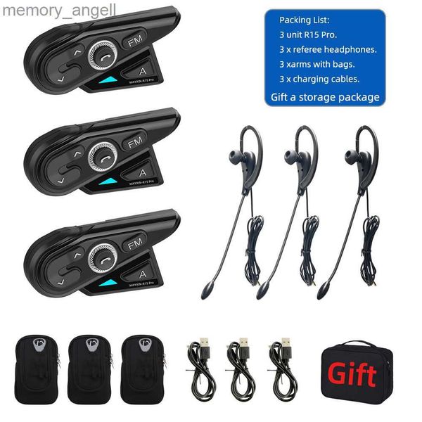 Talkie Walkie WAYXIN Football Arbitre Intercom4 Pcs R15 Pro Bluetooth Casque Full Duplex Casque Football Conférence Interphone Arbitre HKD230925