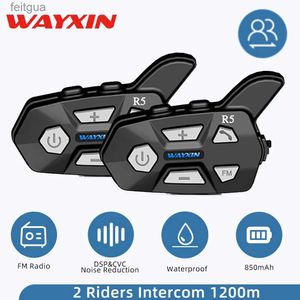 Talkie-walkie WAYXIN R5 Interphone Moto casque casques Radio FM BT5.0 Communication Interphone Intercomunicador Moto étanche 2 cavalier YQ240130