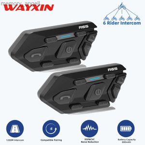 Walkie Talkie WAYXIN R6s Helm Headset Motor Intercom 6 Ruiters Helm Handsfree Communicatie Interphon 1200m BT 5.0 MP3 GPS Waterdicht HKD230925