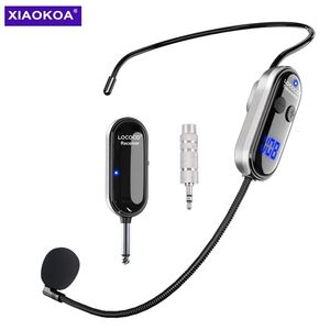 Talkie-walkie XIAOKOA Casque de microphone sans fil Casque sans fil UHF Micro portable 2 en 1 avec affichage numérique LED Microphone de portée de 165 pieds 231023