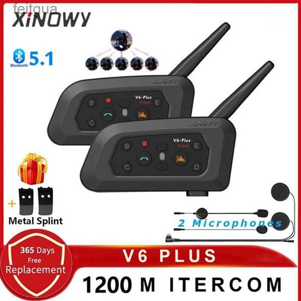 Talkie Walkie XINOWY V6 Plus casque de moto casque Bluetooth 1500M communicateur interphone duplex intégral pour 6 coureurs GPS étanche V6 YQ240130