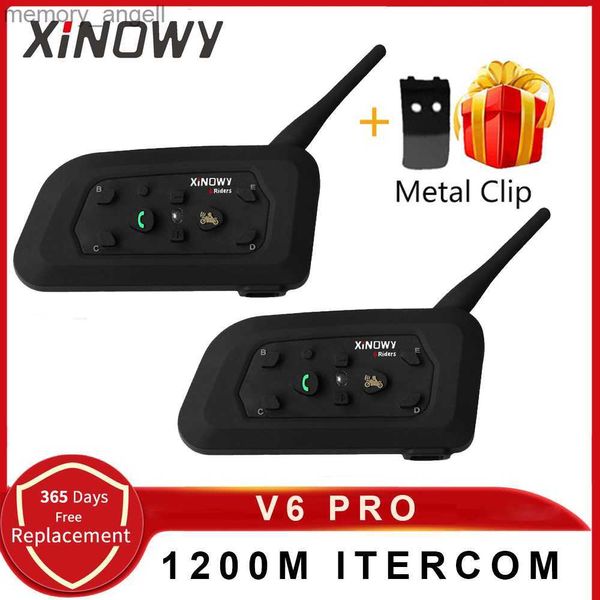 Talkie-walkie XINOWY V6 Pro Bluetooth casque de MOTO casque Interphone 850mAh MOTO communicateur 1200m Interphone pour 6 coureurs HKD230925