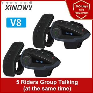 Walkie Talkie XINOWY V8 1200M Bluetooth Motorhelm Headset Intercom voor 5 rijders Interphone NFC / Telecontrol Afstandsbediening FM-radio HKD230925