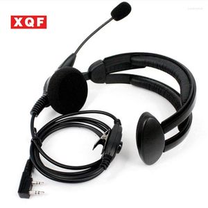 Talkie-walkie XQF noir 2 broches casque casque avec micro à flèche pivotante pour Baofeng UV-5R Radio bidirectionnelle