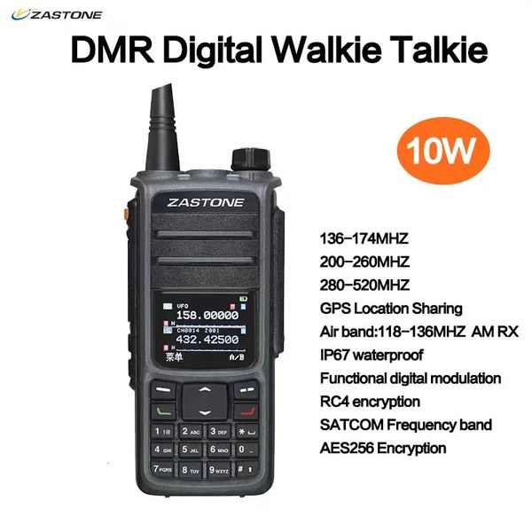 Walkie Talkie ZASTONE UV008 DMR Digita Walkie Talkie 10W Radio bidireccional UHF VHF Banda dual 136-174MHZ 350-480MHZ Walkie-talkie con ranura de tiempo dual 231023