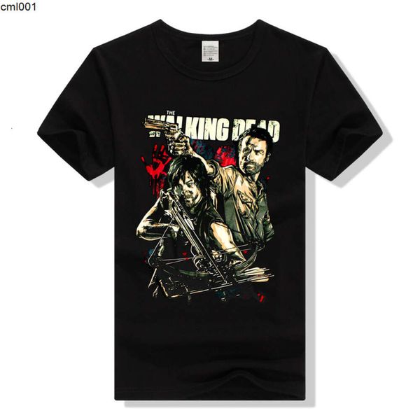 Walking Dead Around American Tv Series Darryl Rick Brothers Camiseta de manga corta estampada Ropa