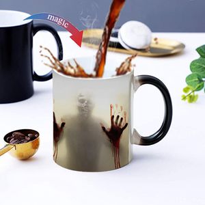 Walking Dead couleur changeante tasse créative petit déjeuner lait thé eau tasse en céramique Zombie tasses à café Halloween anniversaire parodie cadeau