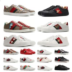 Walking luxe designer schoenen heren dames talië bee aas casual schoen wit flats leer zapato groen rode streep geborduurde paren trainers sneakers