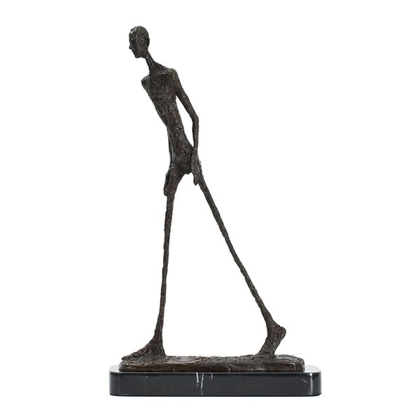Marche Homme Statue Bronze par Giacometti Réplique Squelette Abstrait Sculpture Vintage Collection Art Home Decor 210329