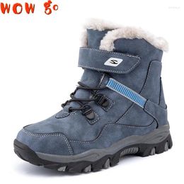 Zapatos para caminar 5-12 Botas de nieve de piel caliente de invierno Niños Furry Niños Niños Non-Slip Cuero Autumn Autumn Waterprofil Sneaker