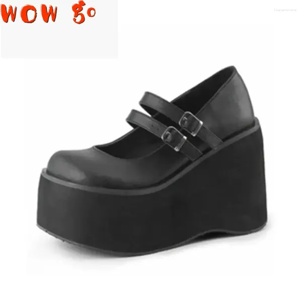 Zapatos para caminar la marca Lolita Lindo Mary Janes Pombs Platform Wedges Mujeres Gran tamaño 43 Sweet Gothic Punk Mujer