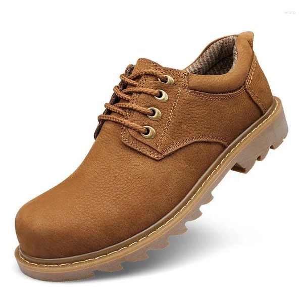 Chaussures de marche Style britannique travailleur hommes en cuir véritable Nubuck peau de vache Sports de plein air voyage baskets coupe basse Trekking taille 36-47