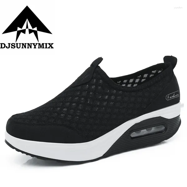 Zapatos para caminar Djsunnymix 2024 Summer Women's Sports Sport for Women Swing Cuñas altura transpirable Aumento