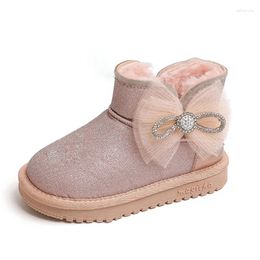 Chaussures de marche en coton pour filles, Style hiver 2024, avec doublure épaisse pour fourrure confortable et bottes de neige pour enfants filles