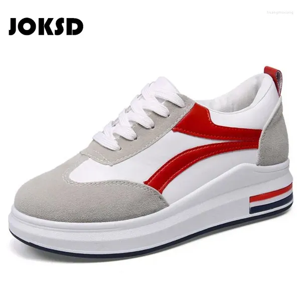 Zapatos para caminar JOKSD 2024, zapatillas de deporte para mujer para todas las estaciones, deportes para estudiantes femeninos con suela de goma plana negra y roja W51