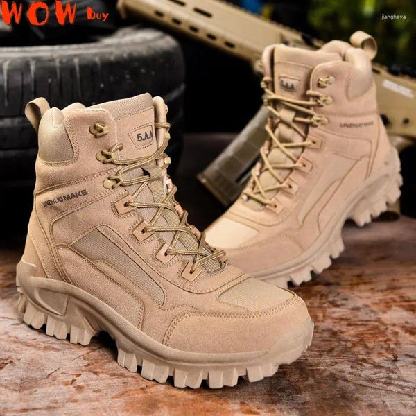 Chaussures de marche Boot Men's Boot Combat Mens Ankle Tactical Army Male Mâle Travail Sécurité Motocycle Boots Big Taille 39-46