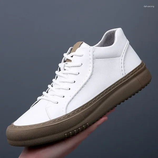 Zapatos para Caminar para Hombre, versátiles, Transpirables, a la Moda, pequeños, Blancos, Informales, de Negocios, de Cuero, Tablero de Moda británico