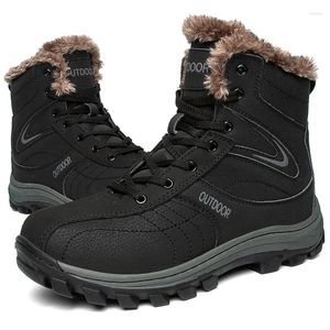 Chaussures de marche militaires tactiques pour hommes, bottes de neige en cuir véritable, chaussures de randonnée et de chasse de l'armée, hiver pour l'extérieur, rembourrées de chaleur