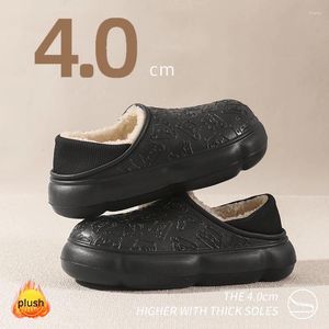 Chaussures de marche imperméables pour hommes et femmes, pantoufles en coton avec ours en peluche, antidérapantes, confortables, décontractées pour l'extérieur