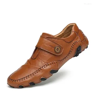 Chaussures de marche grande taille 45 46 47 hommes Super Cool extérieur en cuir véritable sans lacet conduite sport antidérapant