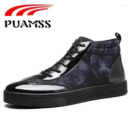 Chaussures de marche PUAMSS hommes à lacets coupe haute confortable hommes baskets