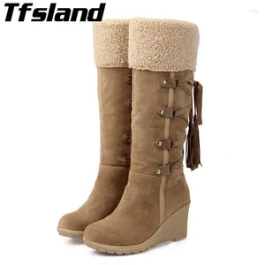 Wandelschoenen Scrub Pluche Snowboots Dames Sleehakken Kniehoge Antislip Thermische Dame Katoengevoerde Warme Wintersneakers