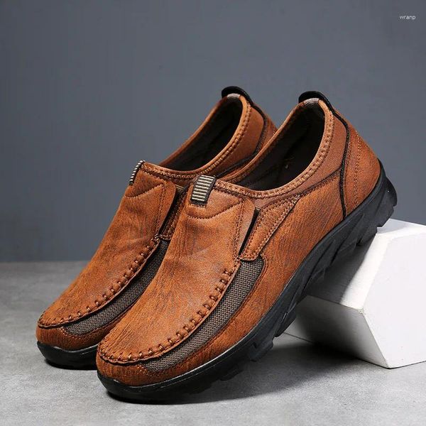 Zapatillas para caminar taobo Big size 46 Fashion Breathable Men's Business British Style Slip On Casual Classic PU Leather Calzado