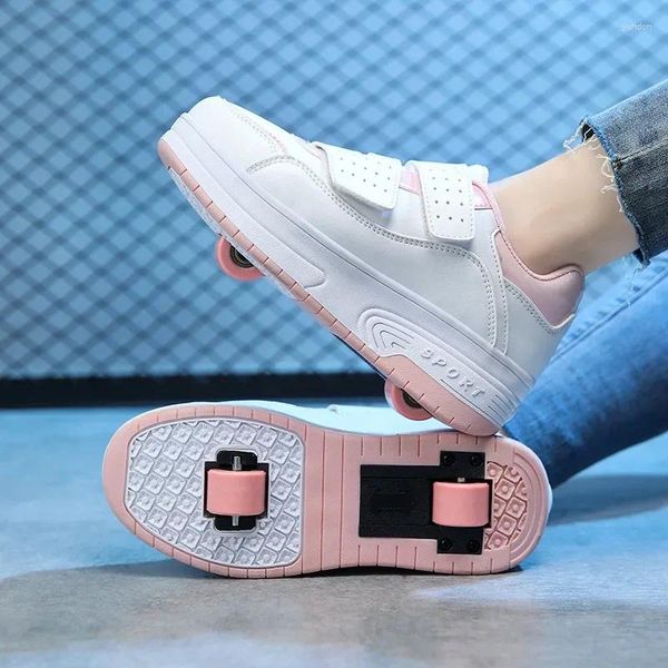 Zapatos para caminar dos ruedas para niños patines para niños patines de cuero puro deportes casuales para niñas para niñas zapatillas de zapatillas de zapatillas 30-41