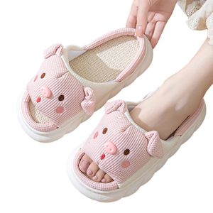 Chaussures de marche pour femmes, pantoufles d'animaux mignons, bout ouvert, cochon, maison douce, dessin animé, sol confortable pour l'intérieur et l'extérieur