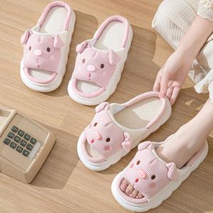 Chaussures de marche Femmes mignonnes pantoufles animales dessin animées ouverts Pig Soft House Anti Slip Tlides confortables pour intérieur extérieur