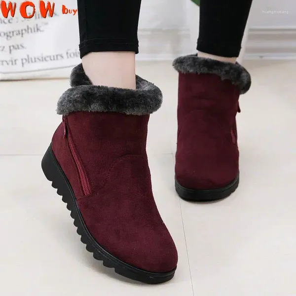 Zapatos para caminar botas de invierno botas de invierno calientes nieve de felpa para mujer botas botas mujer cremallera mocasines sin deslizamiento damas