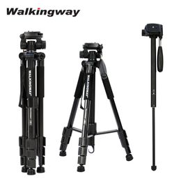 Wandeling Q222 Draagbare Camera Tripod Stand Aluminium Travel Tripode Monopod voor Fotografie Video Digitale SLR DSLR Camera 210317