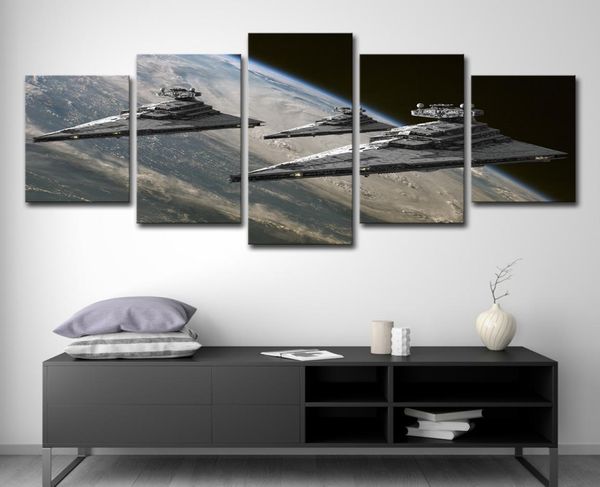 Arte de la pared Lienzo HD Impreso Pintura sin marco Decoración del hogar Sala de estar 5 piezas Película Guerras Imágenes Space Star Destroyer Poster3538655