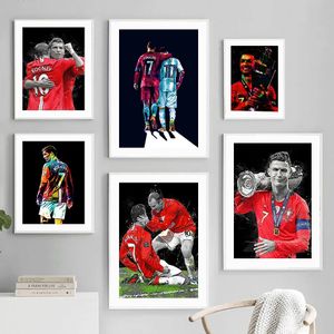 Mur Art Toile Peinture Étoiles Célèbres Joueur De Football Ami Graffiti Abstrait Nordique Affiches Et Gravures Salon Home Decor Photos Pour Club Unframe