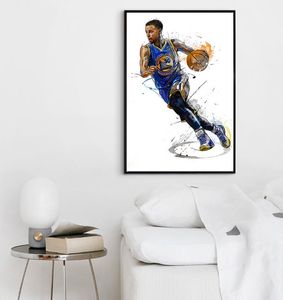 Affiches de toile d'art mural et imprimés Basketball Star Aquarement Paint Image murale pour le salon Décoration de lit de lit 5601398