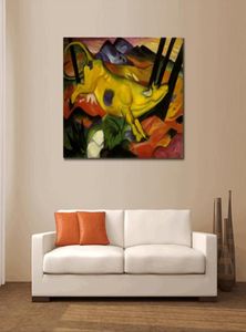 Muurkunst Franz Marc olieverfschilderij abstract de gele koe Handgeschilderd huisdecor5531783