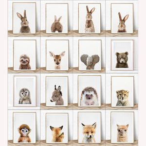 Wall Art Paintings Cute Animal Canvas Prints en Poster Rabbit Nursery Decor Picture For Baby Room Home Decoratie Poster Gepersonaliseerd cadeau