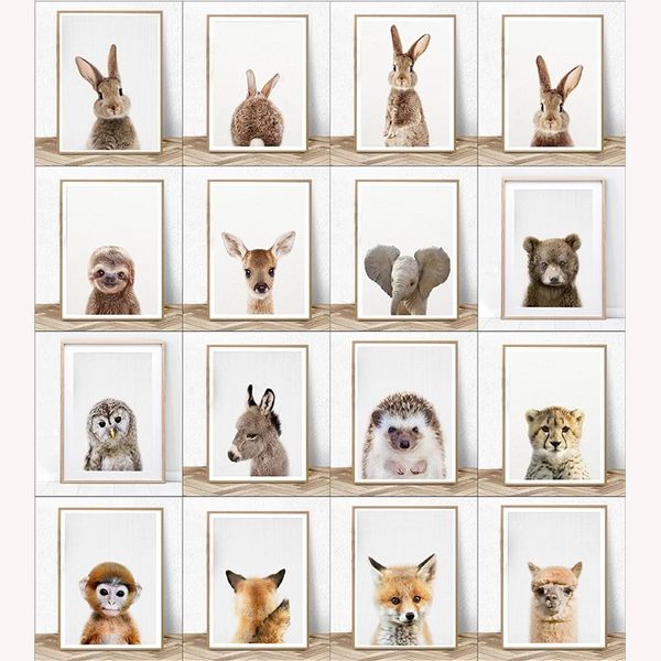 Mur Art Peintures Mignon Animal Impressions Sur Toile Et Affiche Lapin Pépinière Décor Image Pour Chambre De Bébé Décoration De La Maison Affiche Cadeau Personnalisé