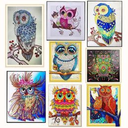 Arts muraux 5D bricolage diamant peintures animal forme spéciale diamants partiels broderie "hibou" point de croix 3D bricolage diamant 4901186