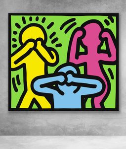 Muurkunstwerk Modulair No Evil Keith Haring Prints Schilderij Cartoon Canvas Poster Foto Modern Home Decor Nachtkastje Achtergrond1328226