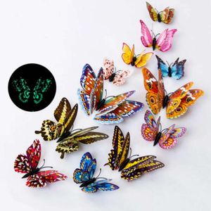 Mur papillon 3D simulation Lumineuse Autocollante de festival décoration Festival Glow in the Dark Magnet Butterflies Stickers 6-12cm