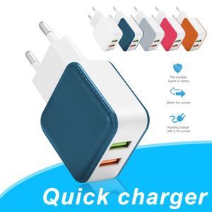 Wall Charger Adapter 2USB Mobiele telefoon opladen Adapter 5 V 2.1A Universal Home Charger EU US Plug voor universele mobiele telefoons