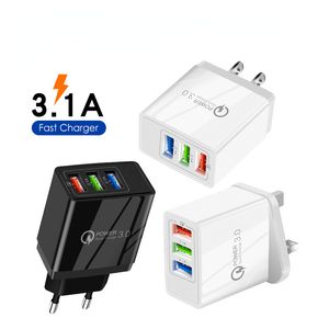 Wall Charger Snel opladen US EU -plug Quick Charge QC 3.0 3USB Travel Adapter USB Home Charger Wall Chargers