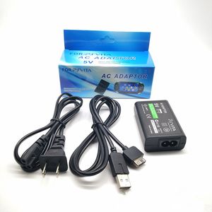 Wall Charger voeding AC -adapter met USB -gegevenslaadkabelsnoer voor Sony PlayStation PSVita PS Vita PSV 1000 EU US -plug met retailbox