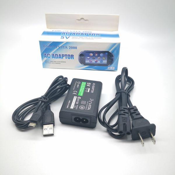 Chargeur mural Adaptateur secteur avec câble de chargement de données USB pour Sony PlayStation PSVITA PS Vita PSV 2000 EU US Plug avec boîte de vente au détail