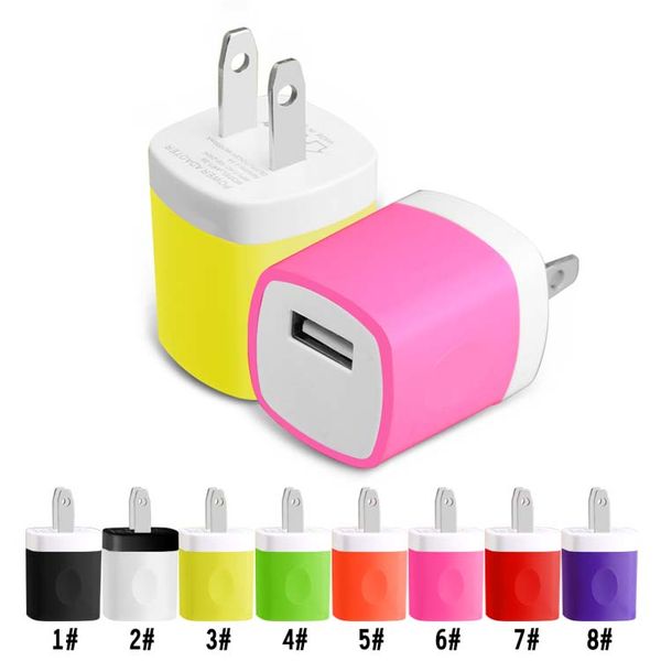 NOKOKO Chargeur mural Adaptateur de voyage pour iPhone X Galaxy S8 Plus 5V / 1A Coloré US EU Ports Mini adaptateur secteur domestique sans emballage