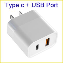 Chargeurs muraux TYPE C USB Dual Port 2.1A Output pour iPhone 13 Pro Max 12 11 Power Adapter Poly Bag Packaging