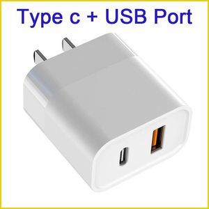 Cargadores de pared TIPO C Salida de puerto dual USB 2.1A para iPhone 13 Pro Max 12 11 Adaptador de corriente Embalaje de bolsa de polietileno