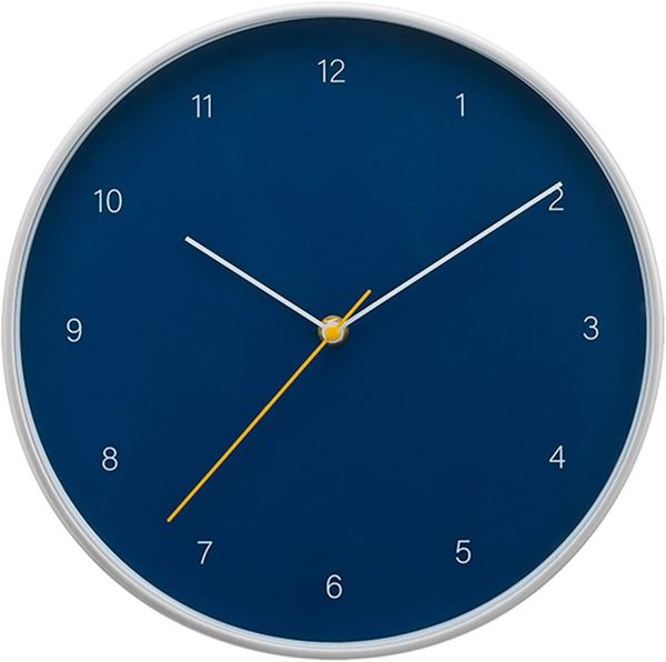 Reloj de pared, 12 pulgadas, azul templo, relojes de pared modernos y simples, funciona con pilas, silencioso, sin tictac, color brillante, decoración del hogar