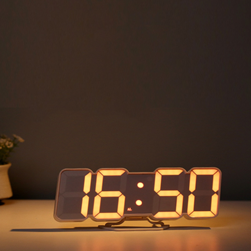 Reloj de pared con números LED, relojes de escritorio, reloj Digital LED 3D para decoración de sala de estar con pantalla de temperatura